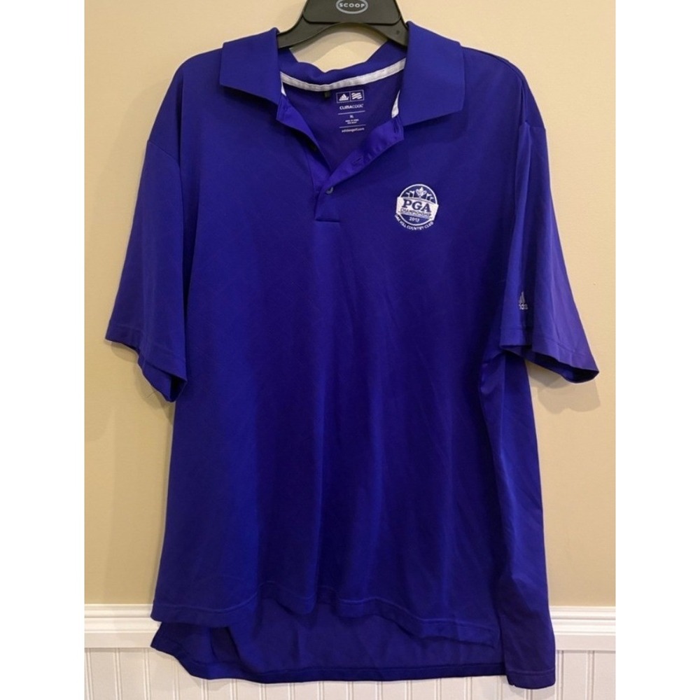 Adidas ClimaCool Golf Polo Men XL Purple PGA Championship Logo Performance Shirt